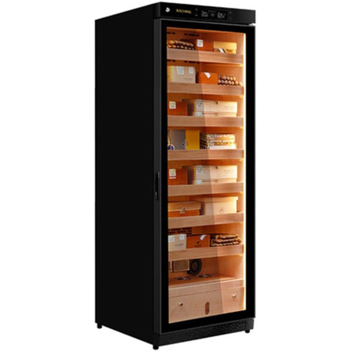 Vincellar C380A-CABK 星空黑箱體/加拿大雪松木層架 恆溫雪茄櫃 (7層, 1200-1800支)